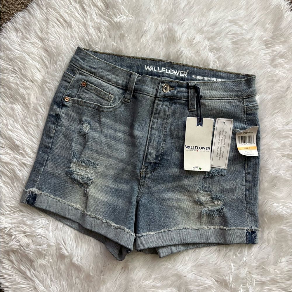 Wallflower Jean Shorts Fearless Curvy Super High Rise New Womens Size 7 Waist 28